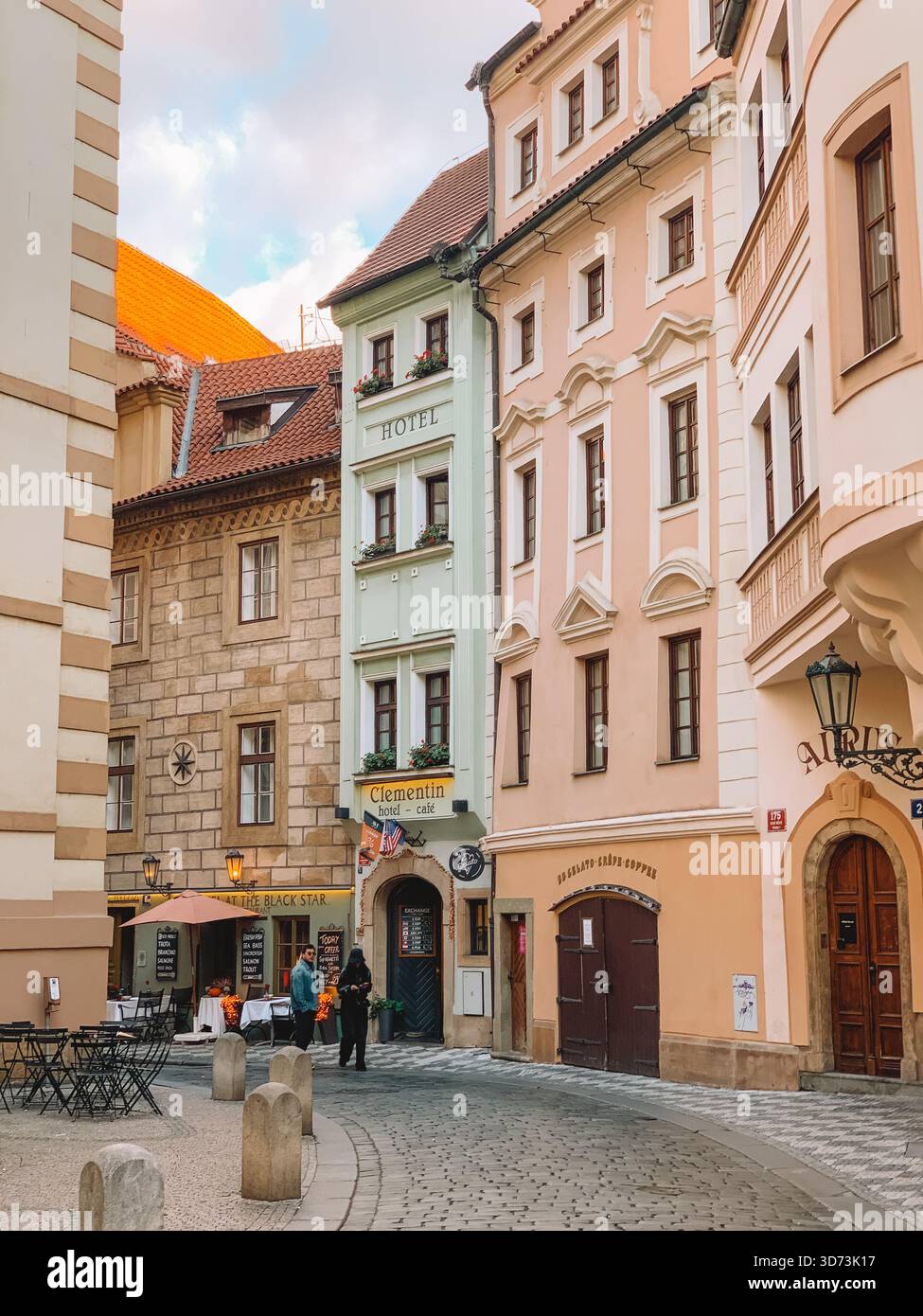 Sunny Day in Prague Old Town, Czech Republic with Historic Architecture and Blue Skies - Smartphone Captured Stock Image