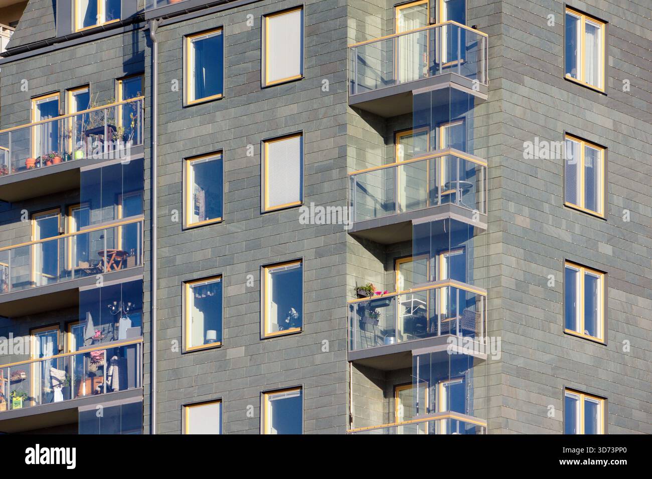 Closeup new, modern apartment buildings Stock Photo