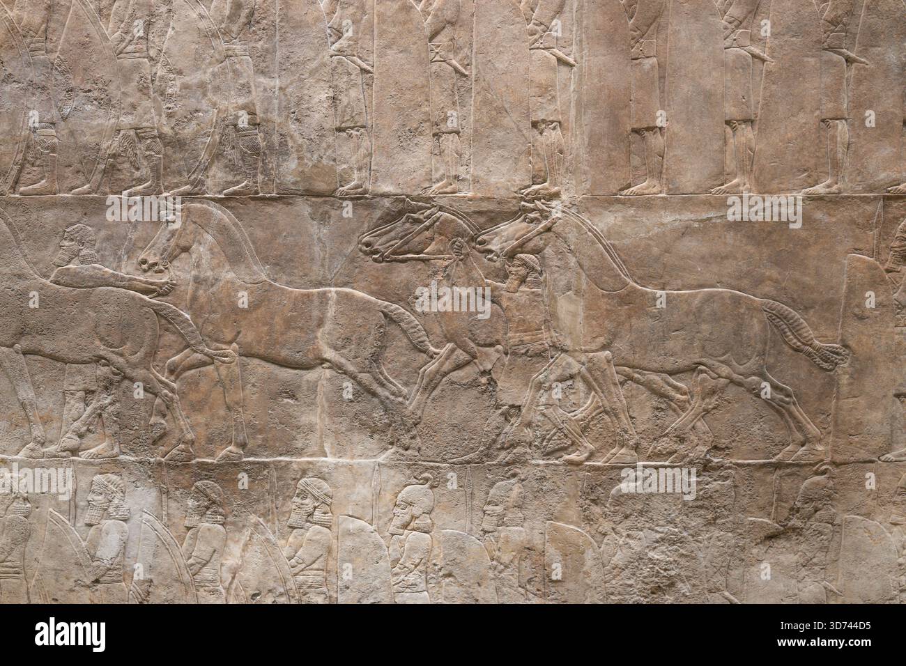 Ancient Assyrian Bas Relief Sculpture from British Museum. London, UK, 21 October 2023 Stock Photo