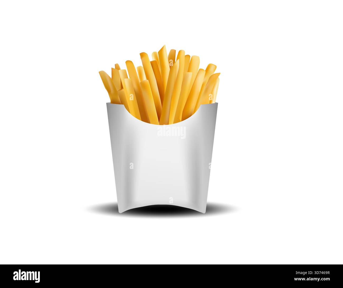 French fries paper cone on white background hi-res stock 