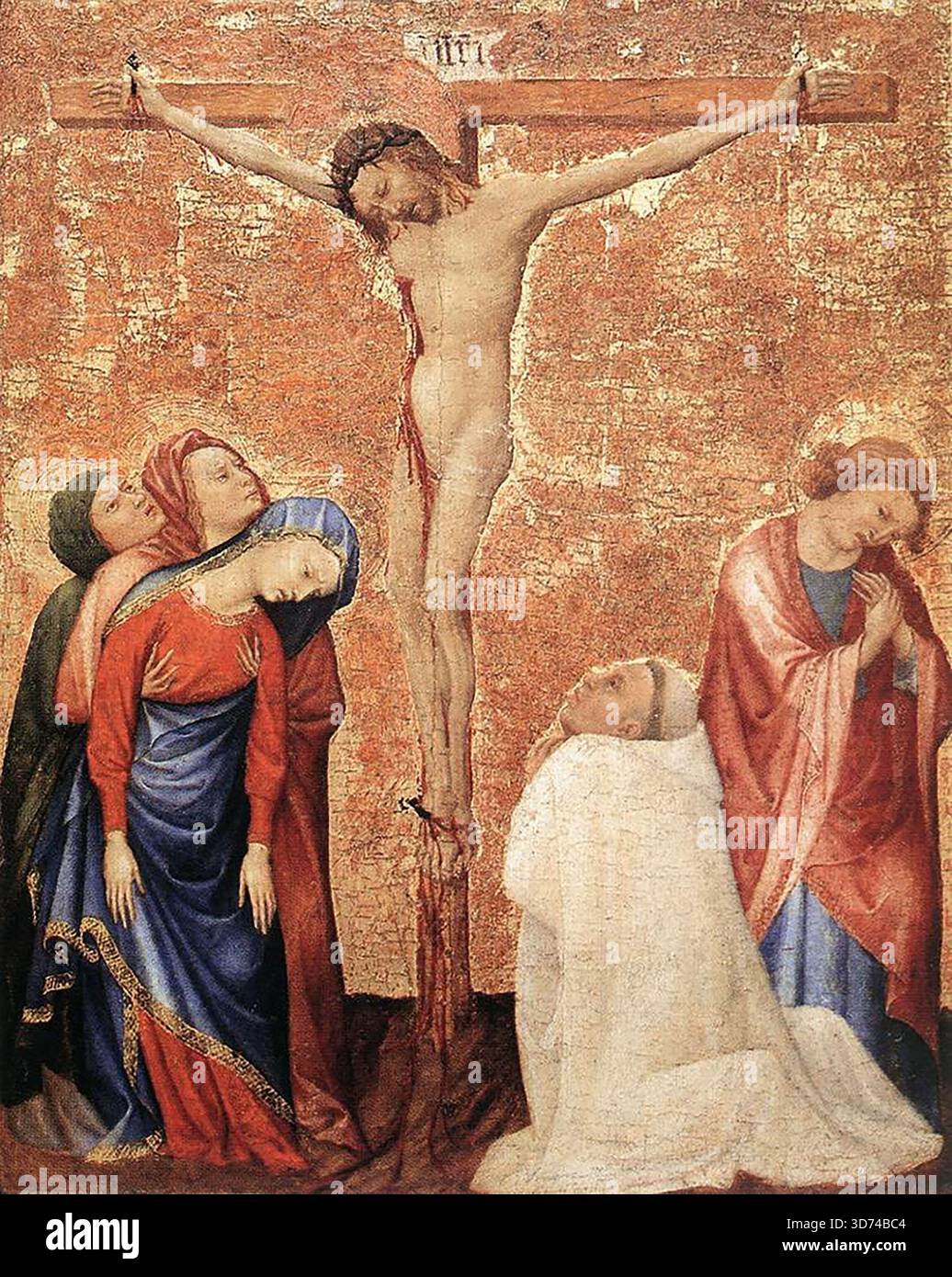 JEAN DE BEAUMETZ (b. ca. 1335, Beaumetz-les-Loges, d. 1396, Dijon)  Christ on the Cross with a Carthusian Monk 1389-95 Panel, 60 x 48,5 cm Mus?e du Louvre, Paris       --- Keywords: --------------  Author: JEAN DE BEAUMETZ Title: Christ on the Cross with a Carthusian Monk Time-line: 1351-1400 School: Flemish Form: painting Type: religious Stock Photo