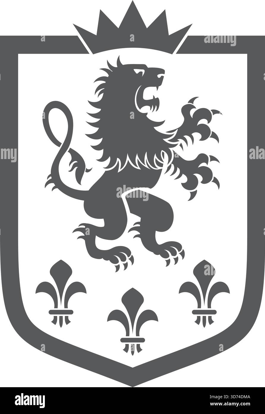 Lion with a crown Black and White Stock Photos & Images - Alamy