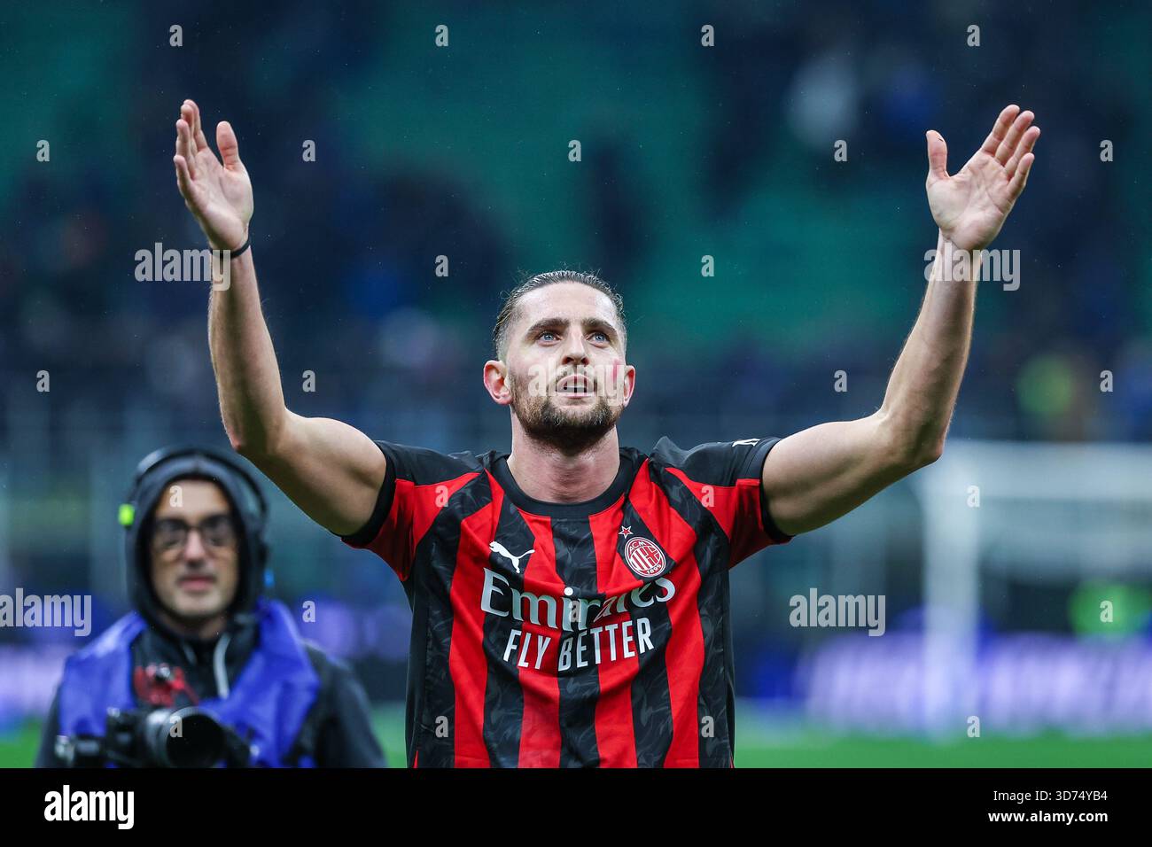 Adrien Rabiot of AC Milan celebrates the victory at the end of the ...