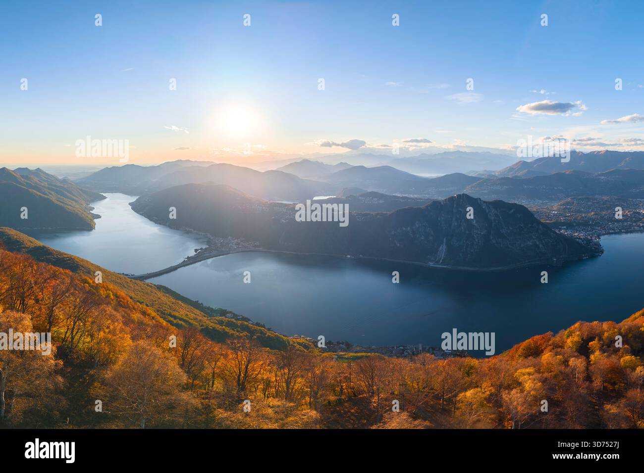 Aerial view over lake lugano hi-res stock photography and images 