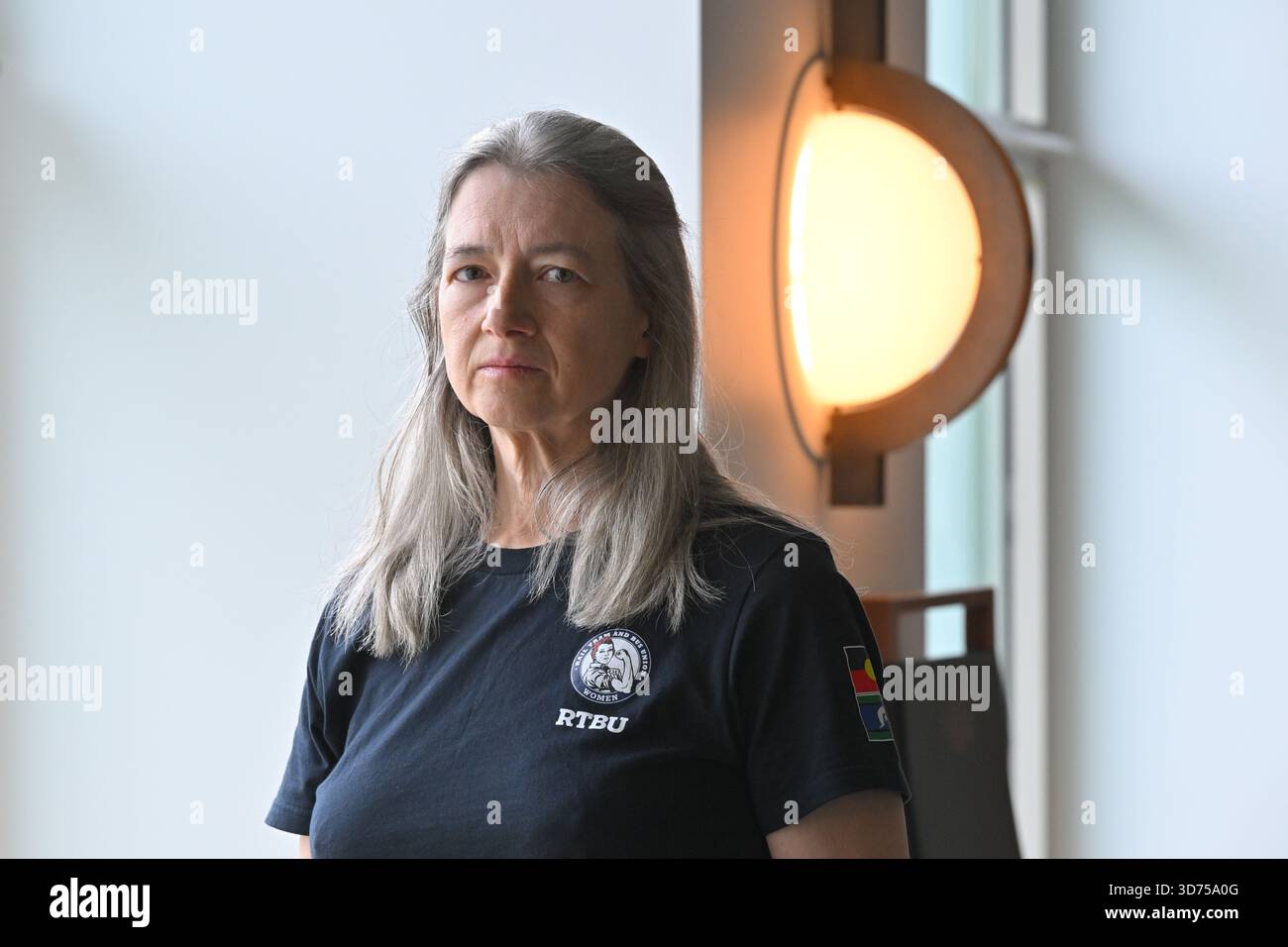 Rail, Tram and Bus Union (RTBU) member Cathy Birch at Parliament House ...