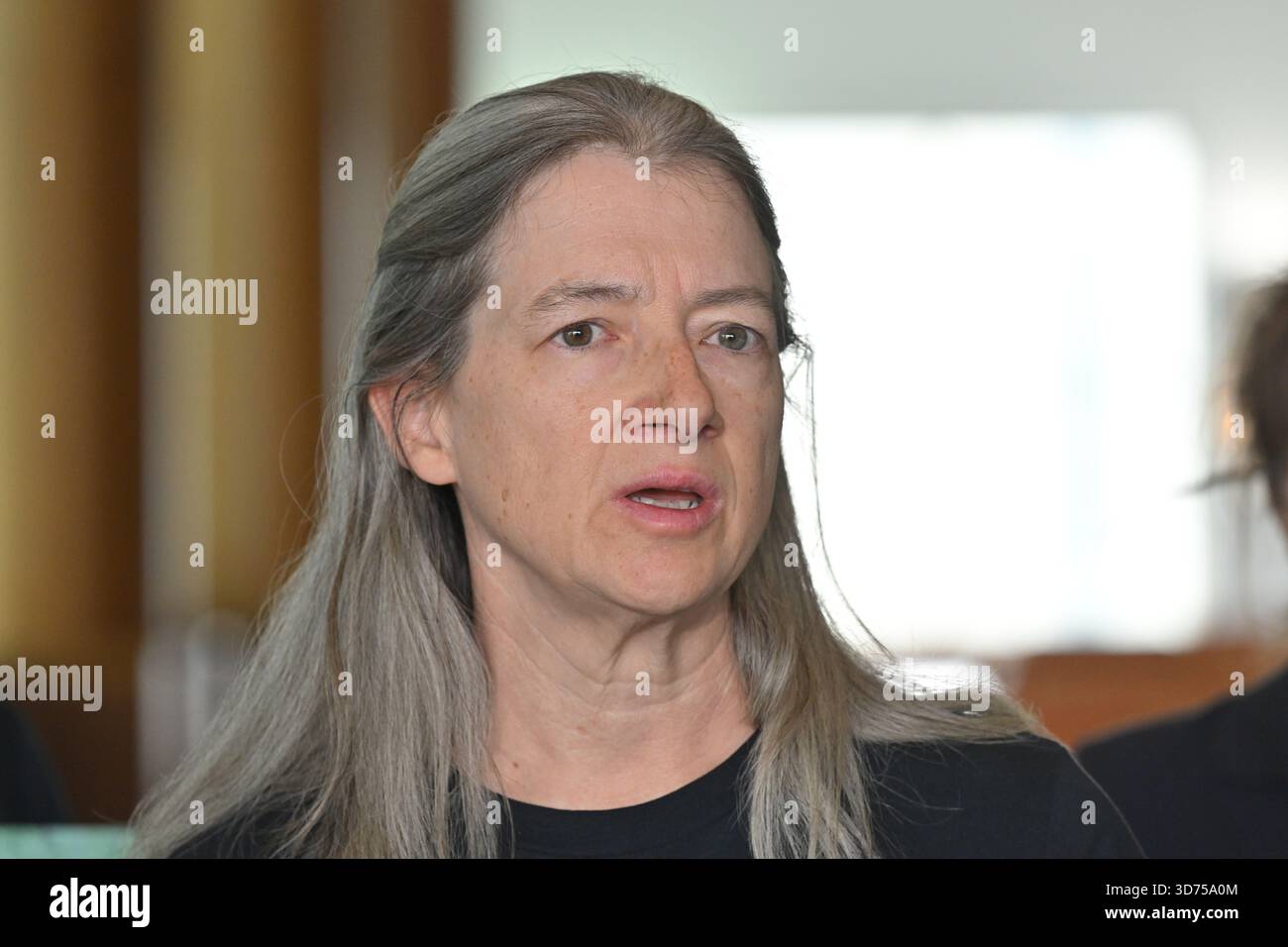 Rail, Tram and Bus Union (RTBU) member Cathy Birch at a press ...