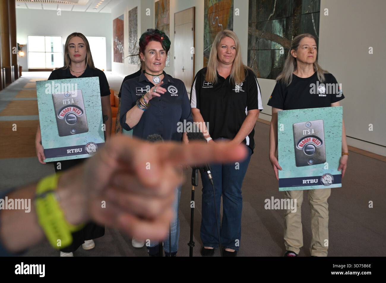 Rail, Tram and Bus Union (RTBU) Vice President Leanne Holmes at a press ...
