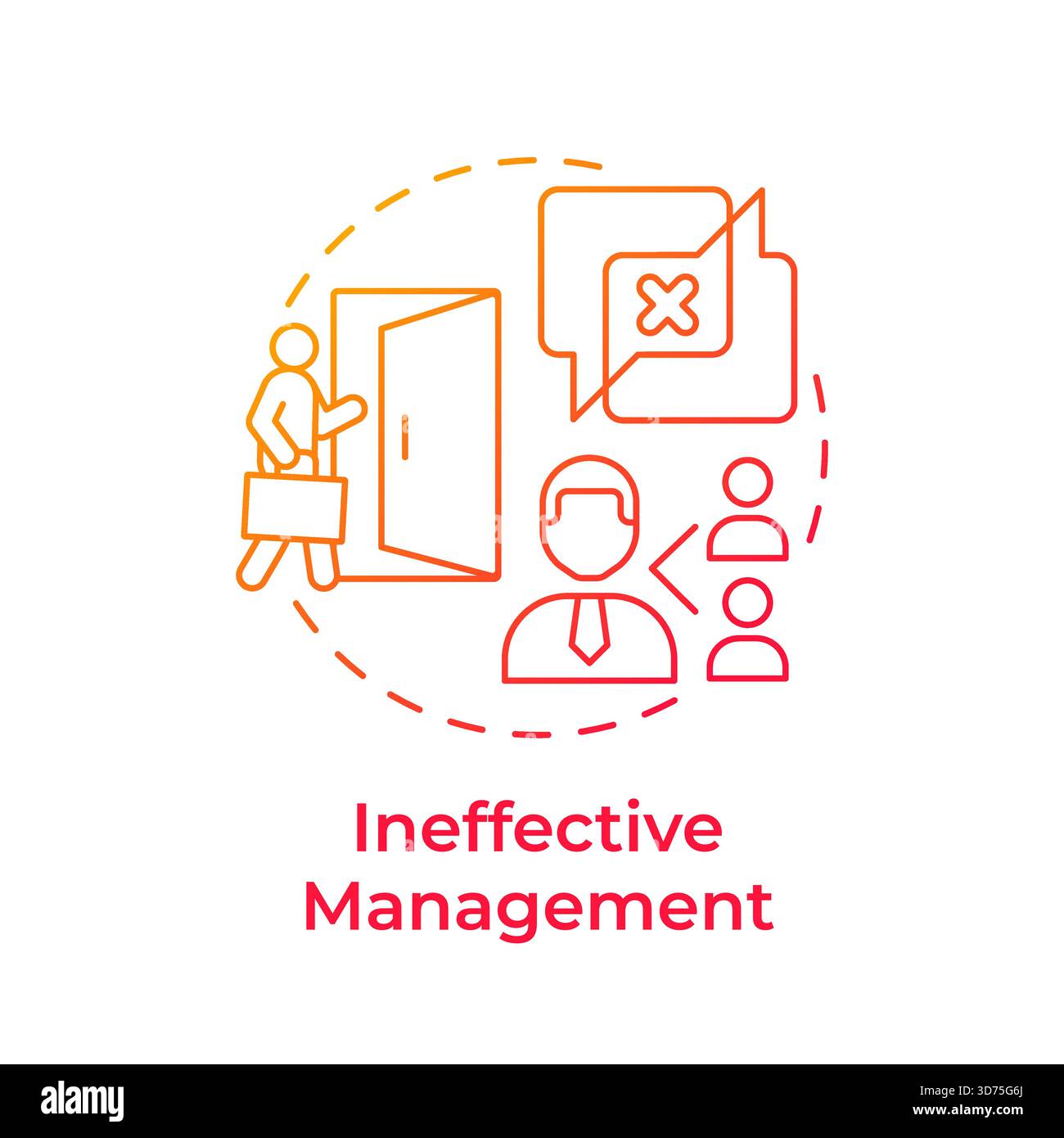 Ineffective management red gradient concept icon Stock Vector