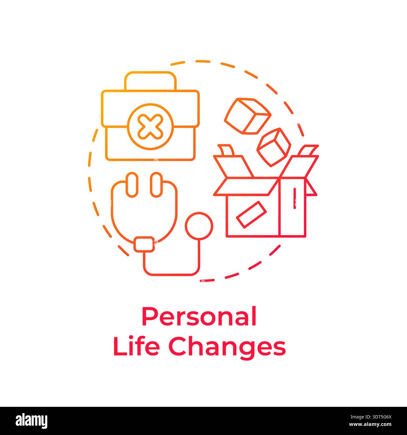 Personal life changes red gradient concept icon Stock Vector