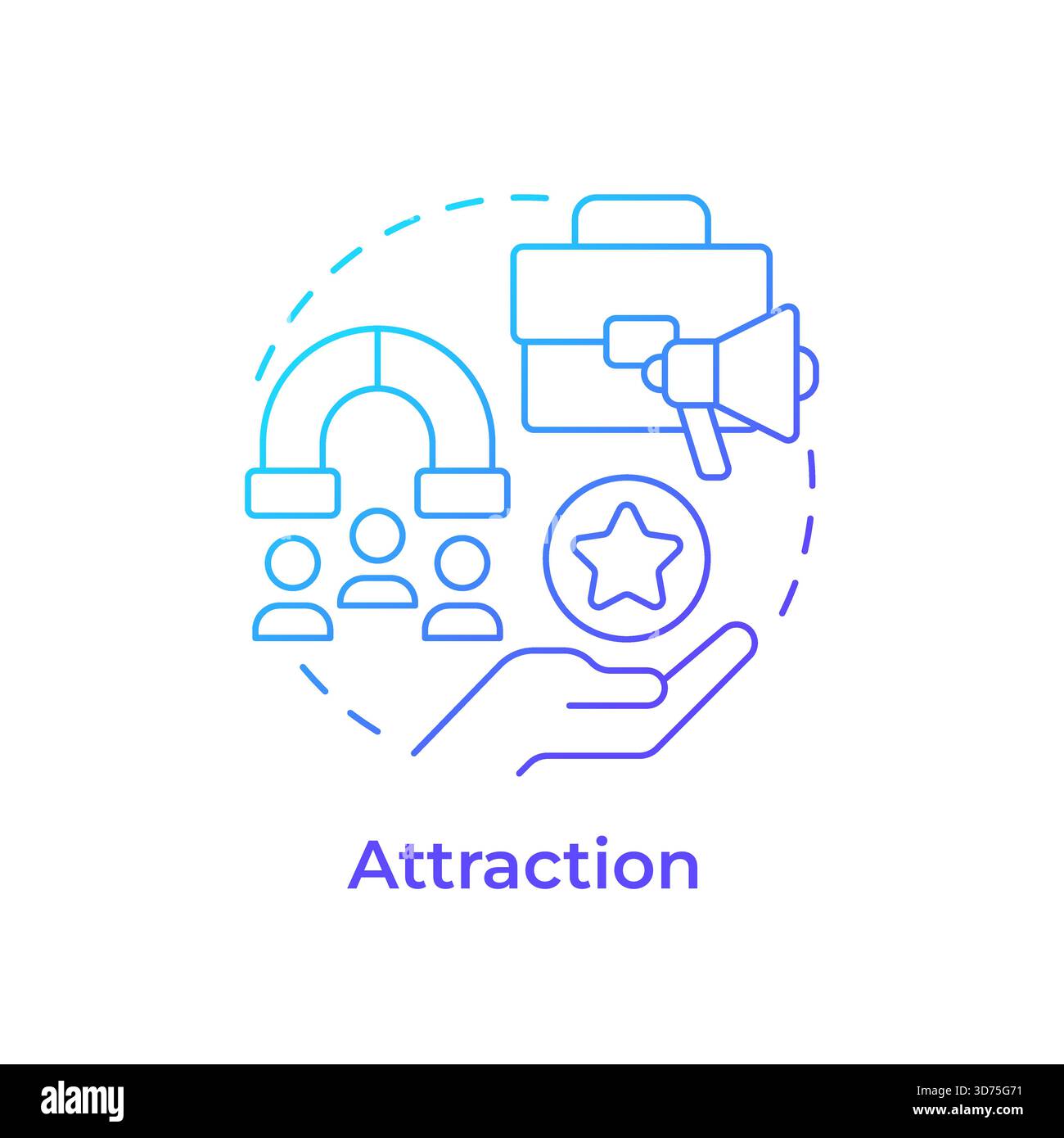 Attraction blue gradient concept icon Stock Vector