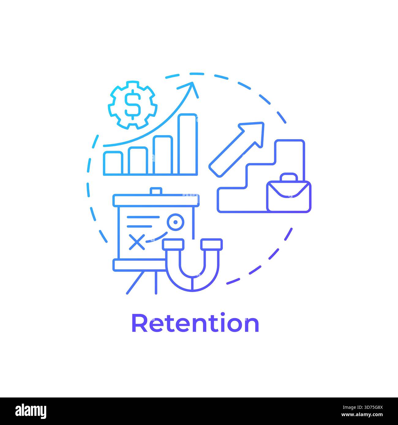 Retention blue gradient concept icon Stock Vector