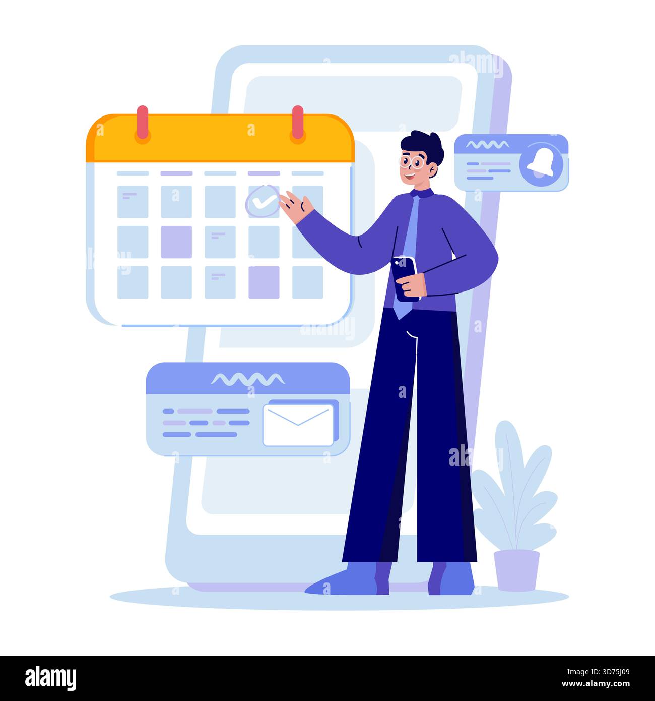 Online Appointment Reminder Application Vector Illustration Stock Vector