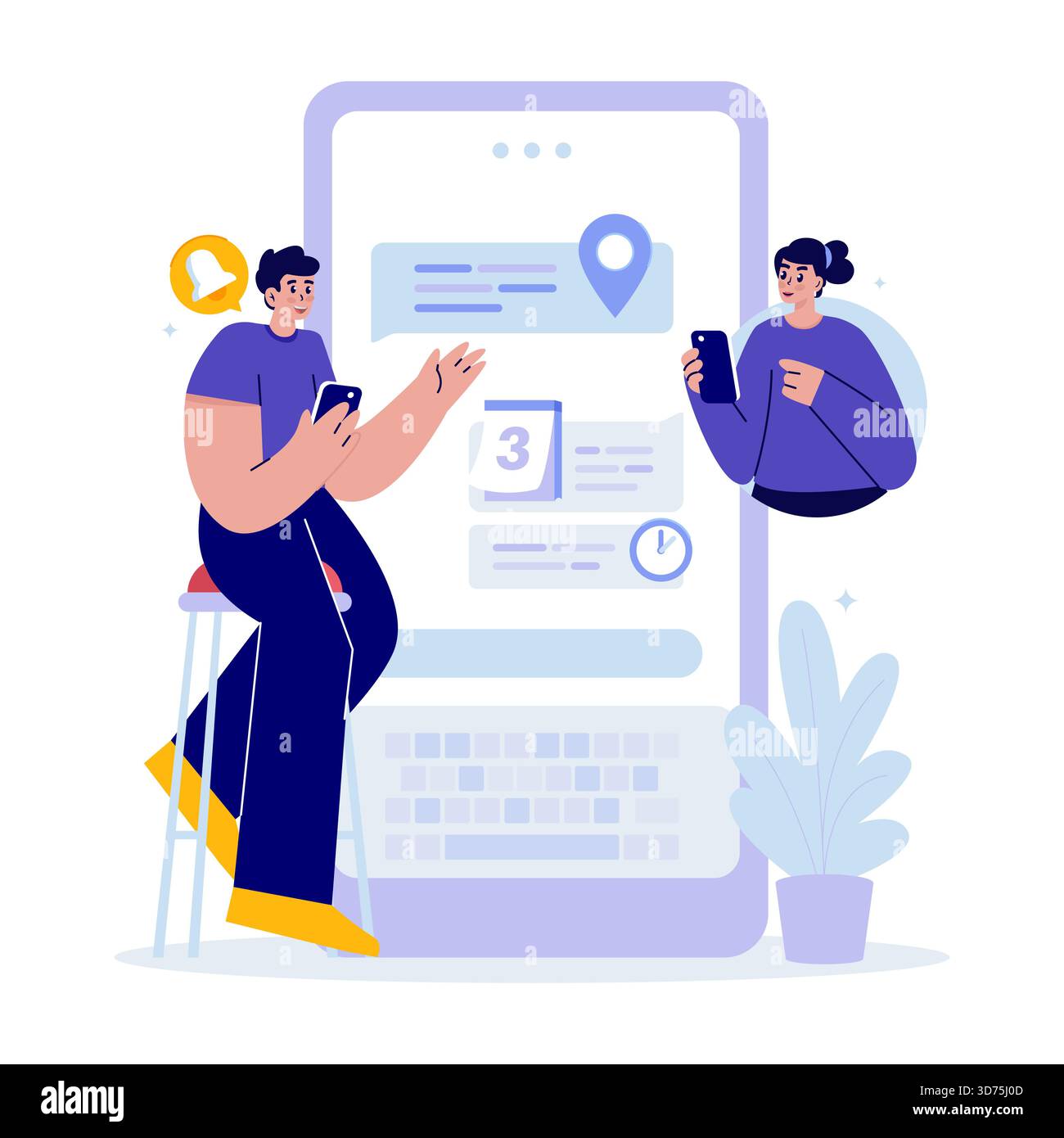 Chat Messages Scheduling Meeting Vector Illustration Stock Vector