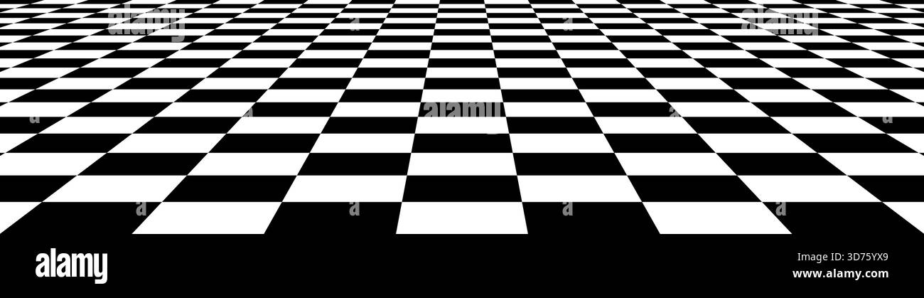 Checkerboard floor in perspective. Black and white checkered tile ...