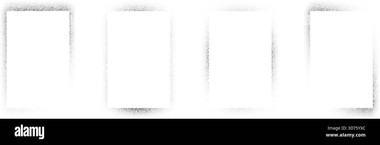 Rectangular Spray Pattern Sprayed noise rectangle frame collection. Black dotted grain border set ...