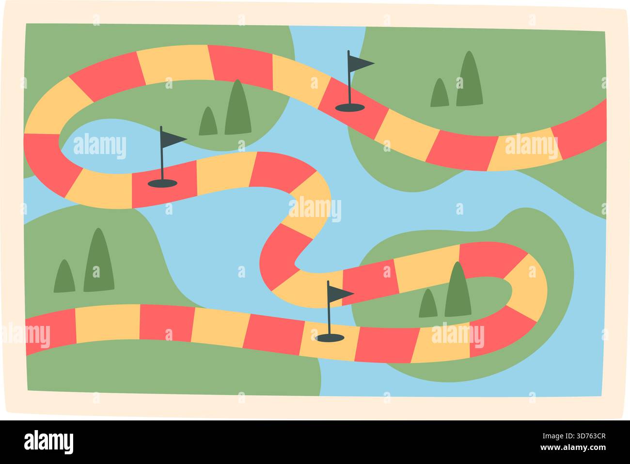 Colorful Flat Path Board Game Stock Vector