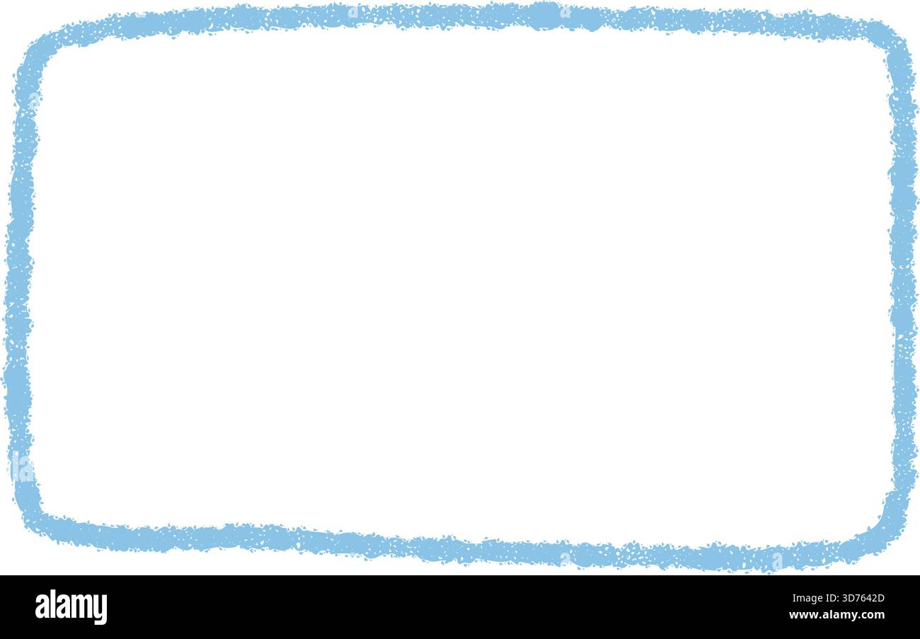 Blue Crayon Organic Rectangle Outline Frame Stock Vector