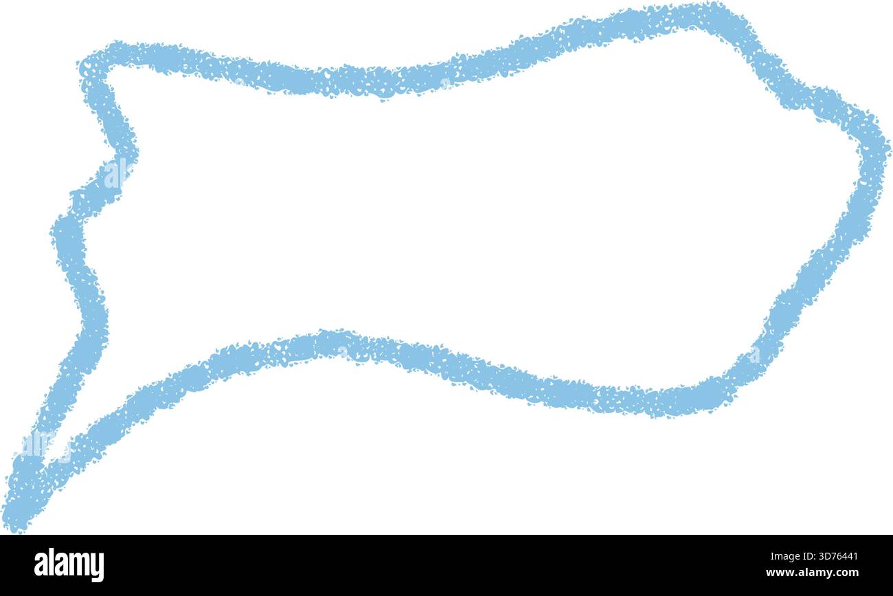 Blue Wavy Crayon Speech Bubble Outline Stock Vector