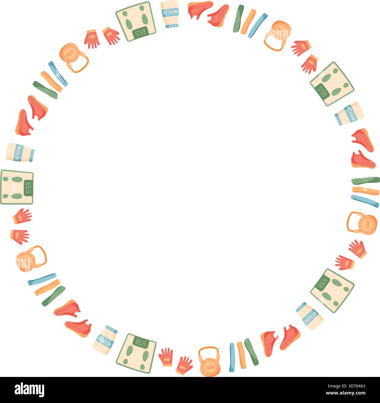 Minimal Round Pattern Fitness Frame Stock Vector