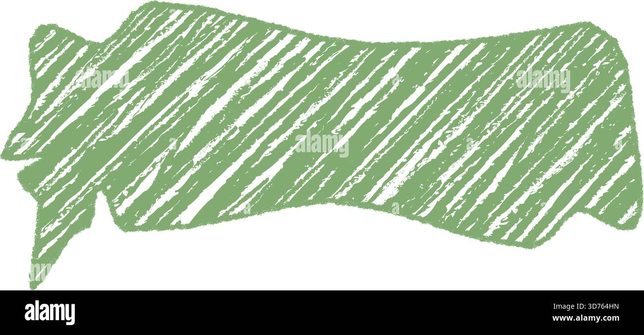 Green Wavy Crayon Speech Balloon Sketch Stock Vector