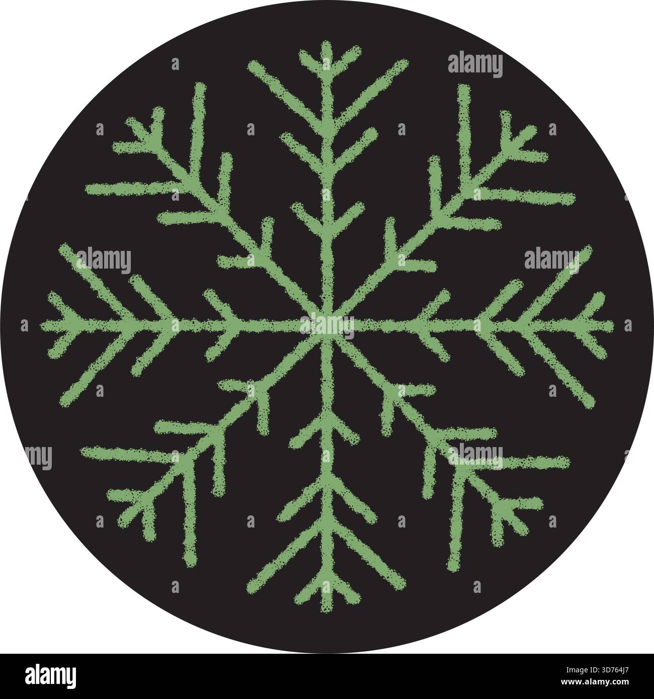 Round Crayon Snowflake Sticker Symbol Stock Vector
