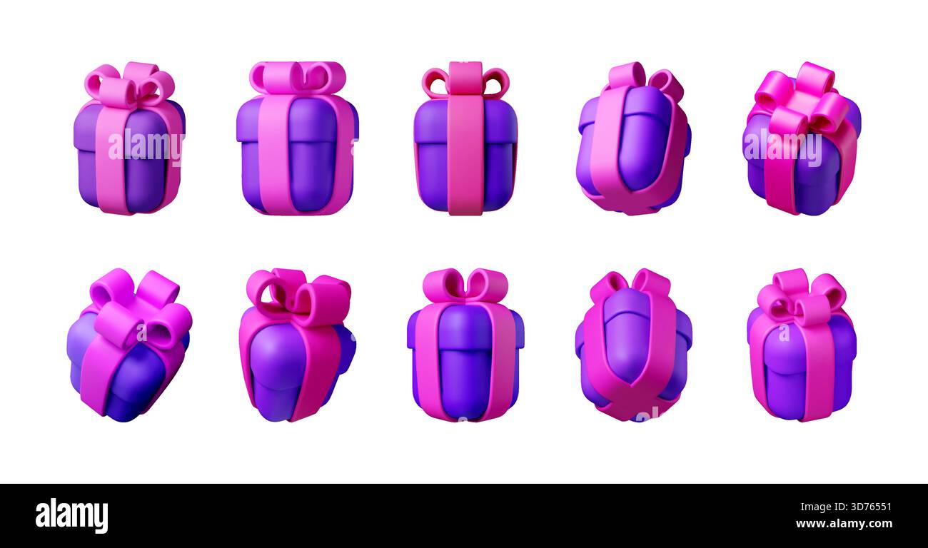 3D rendered gift boxes with pink bows Stock Vector