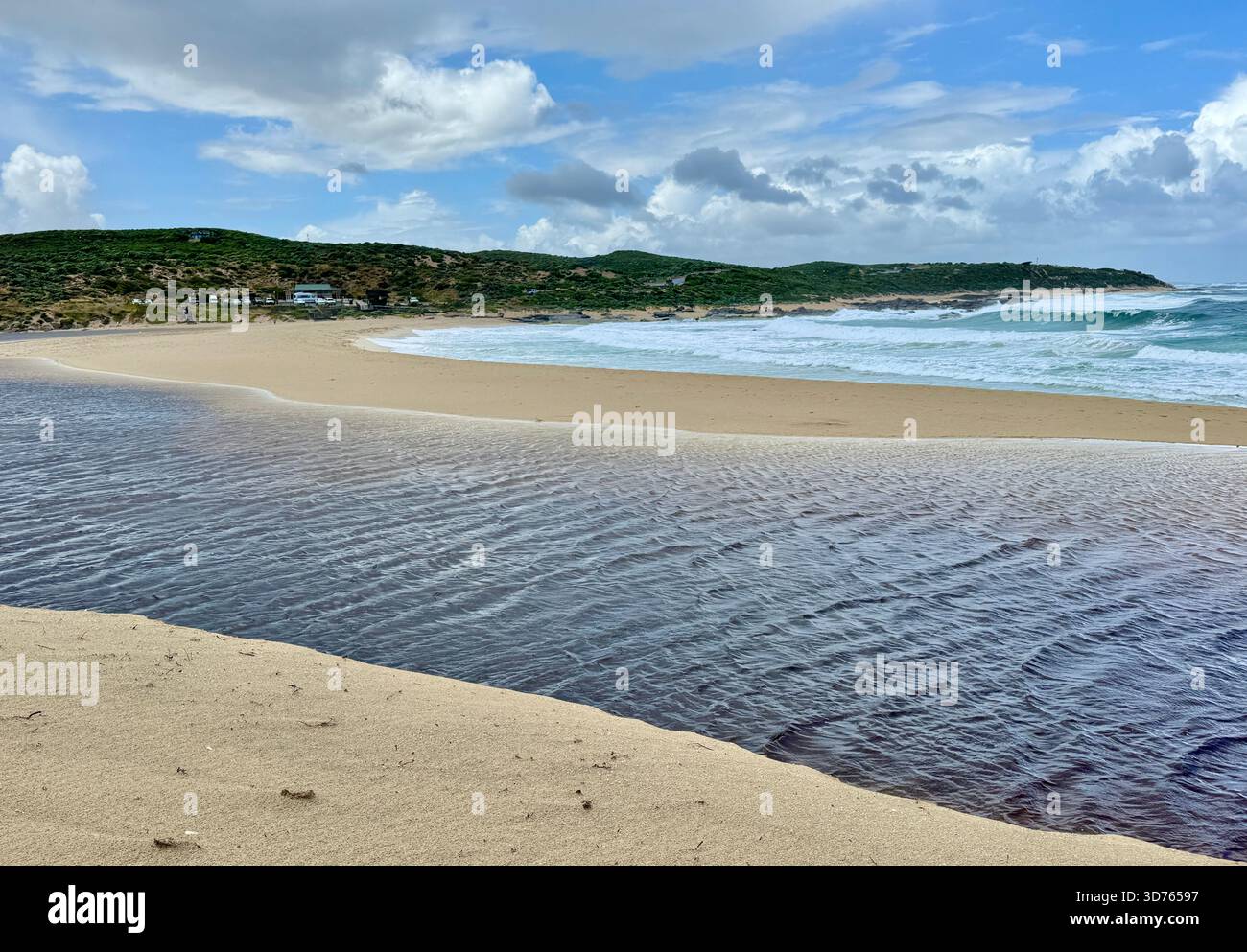 Margaret River Mouth Beach created by sand bar between the river and the Indian Ocean Margaret River Western Australia - Smartphone Captured Stock Image