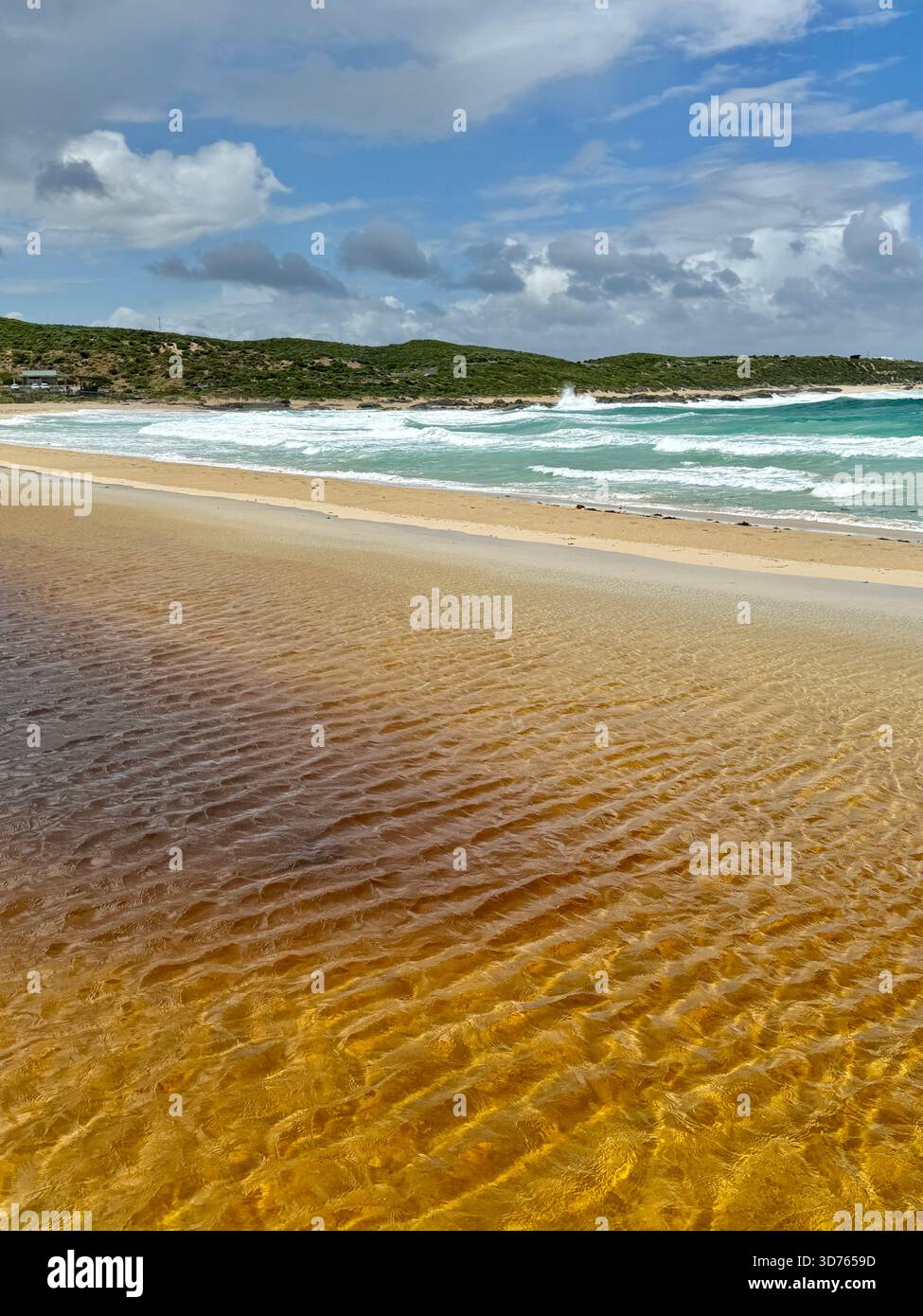 Margaret River Mouth Beach created by sand bar between the river and the Indian Ocean Margaret River Western Australia - Smartphone Captured Stock Image