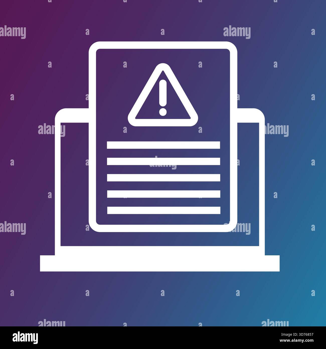 Laptop error icon. Warning screen symbol. Computer alert Vector. System ...