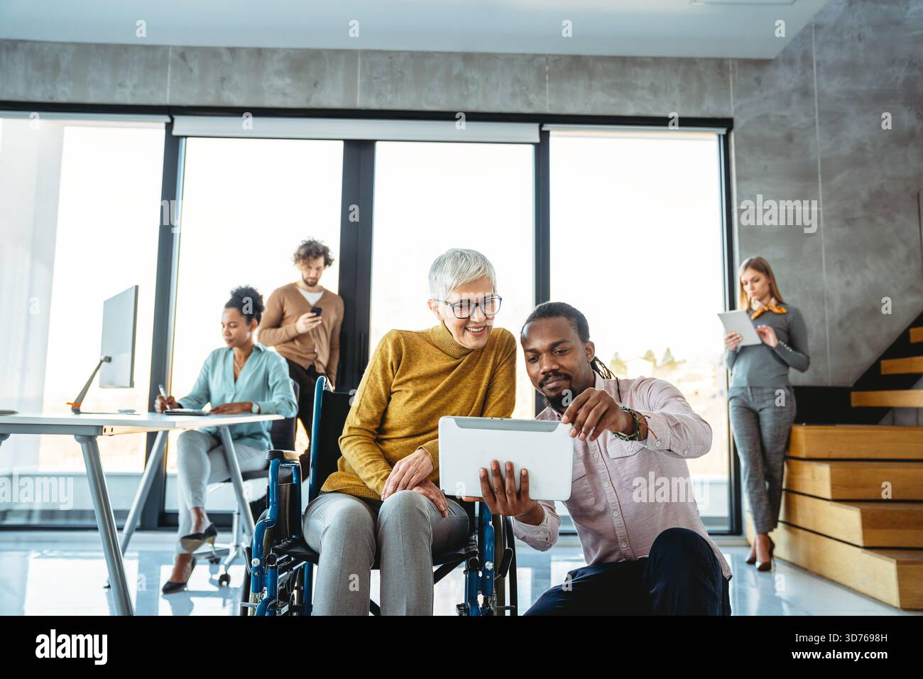 Busy business people, programmers software developer engineer working on computer in office Stock Photo