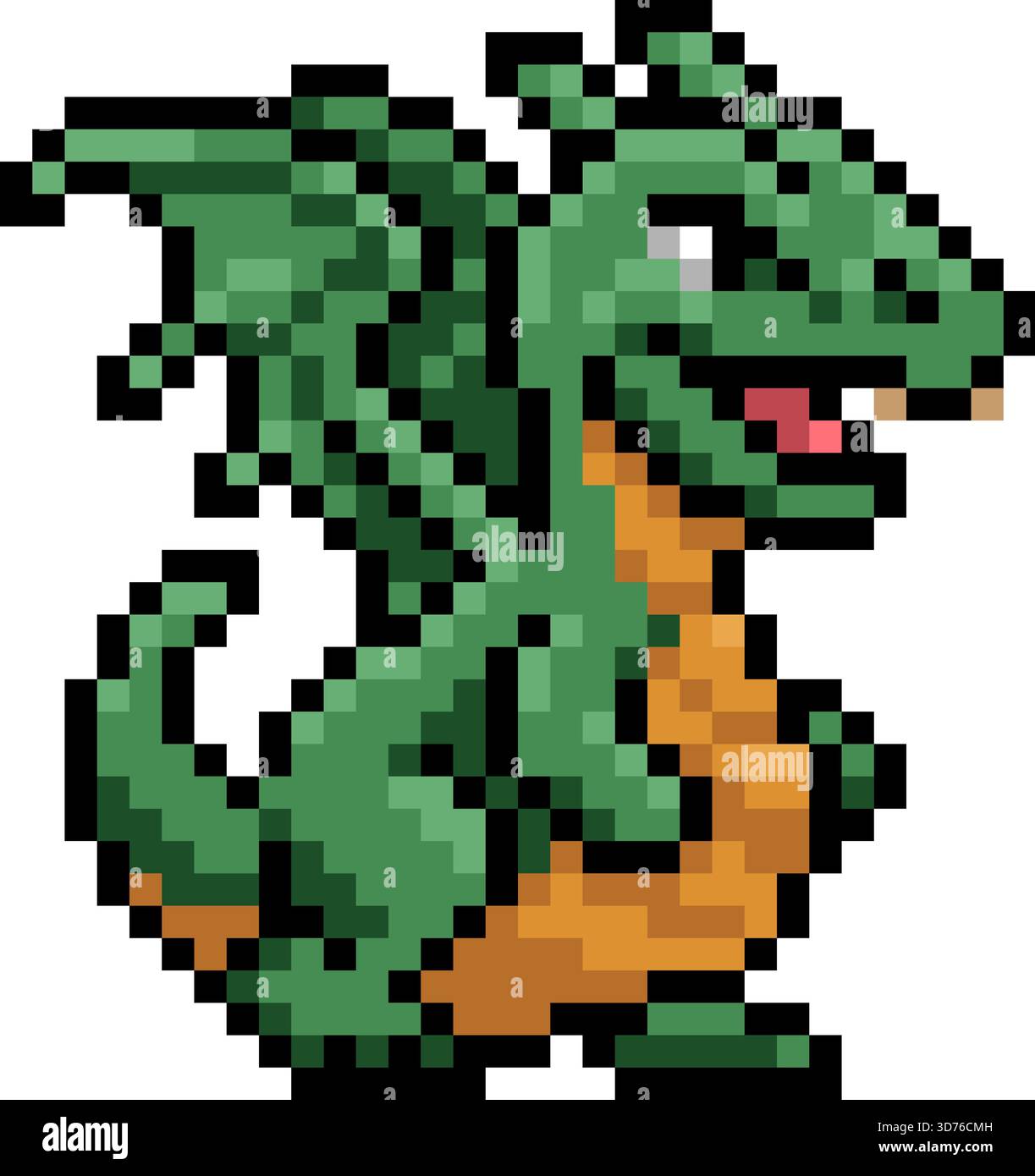 Dragon Fantasy Pixel Art Game Cartoon Character Stock Vector Image ...