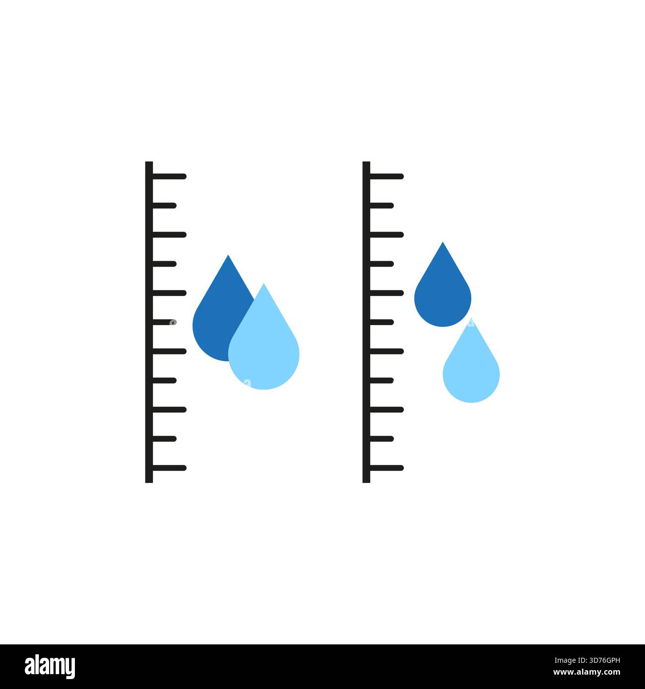 Water measuring scale. Liquid level indicator. Blue drop Vector symbol ...