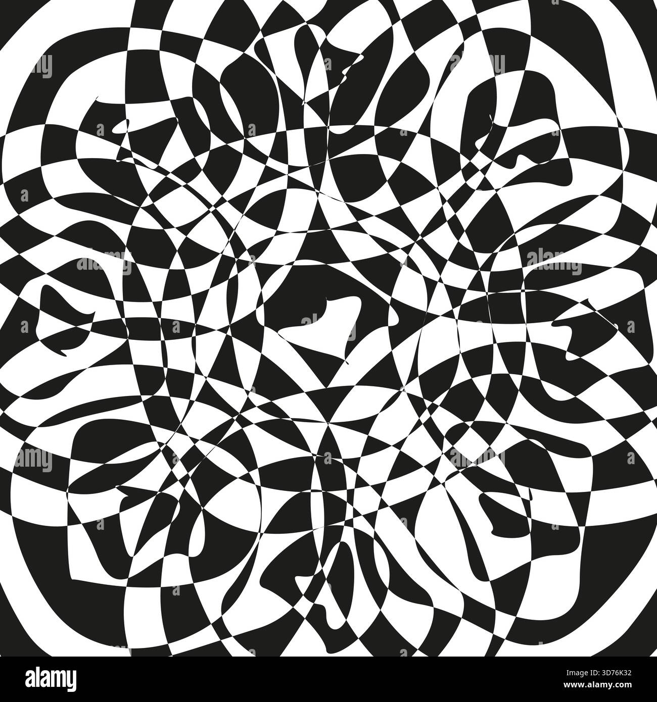 Abstract optical pattern. Black white mosaic. Dynamic contrast Vector. Complex geometric shapes. EPS 10. Stock Vector