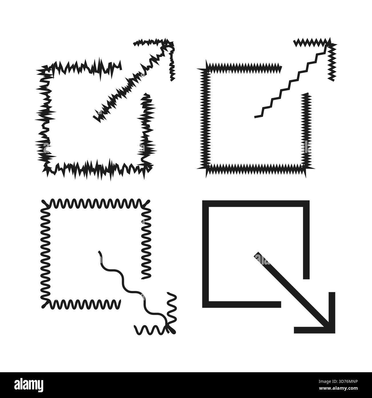 Grunge scale icons. Zigzag line arrow. Interface symbol Vector ...
