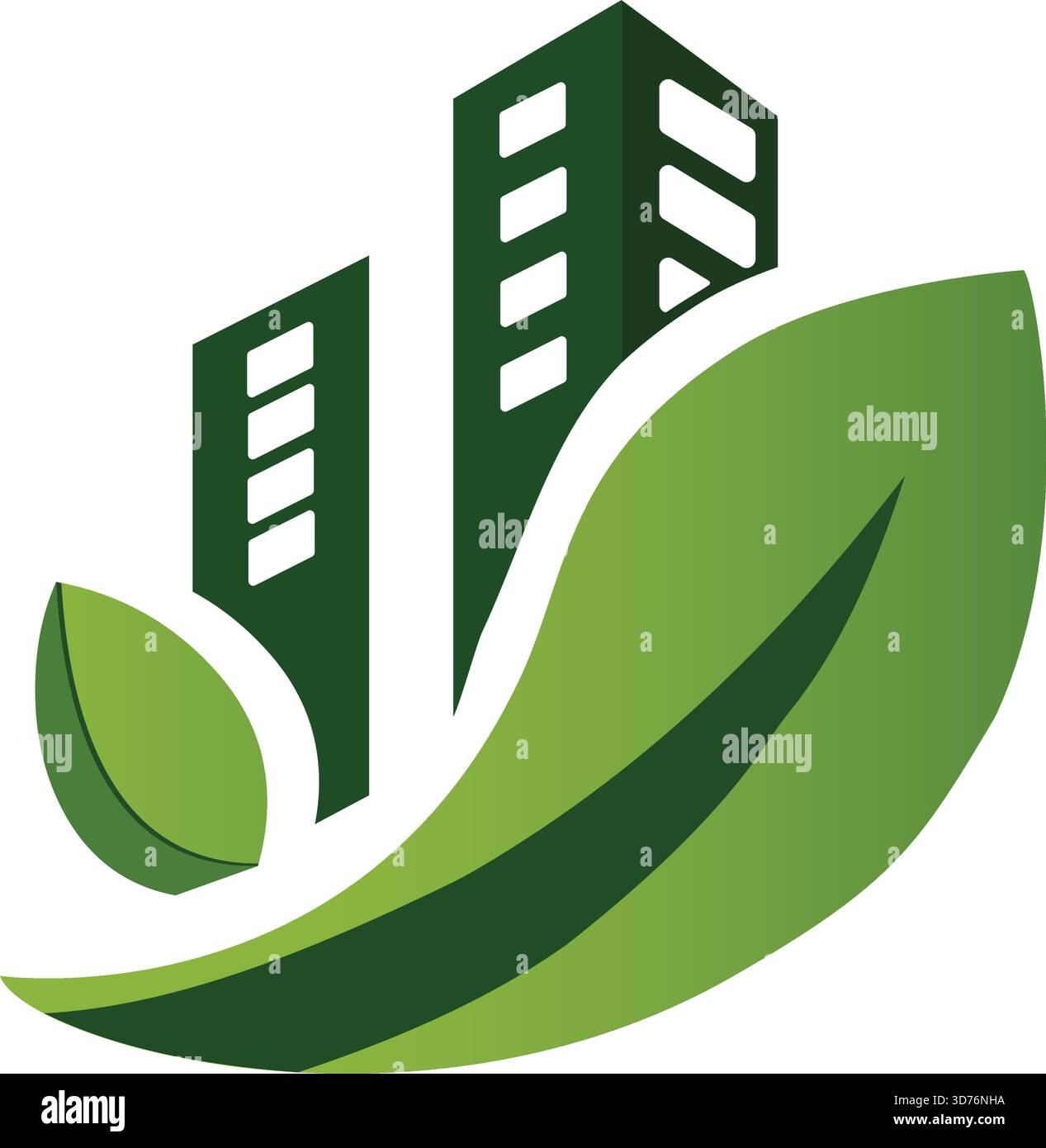 Minimal Eco Building Flat Icon Isolated on White Background Stock Vector