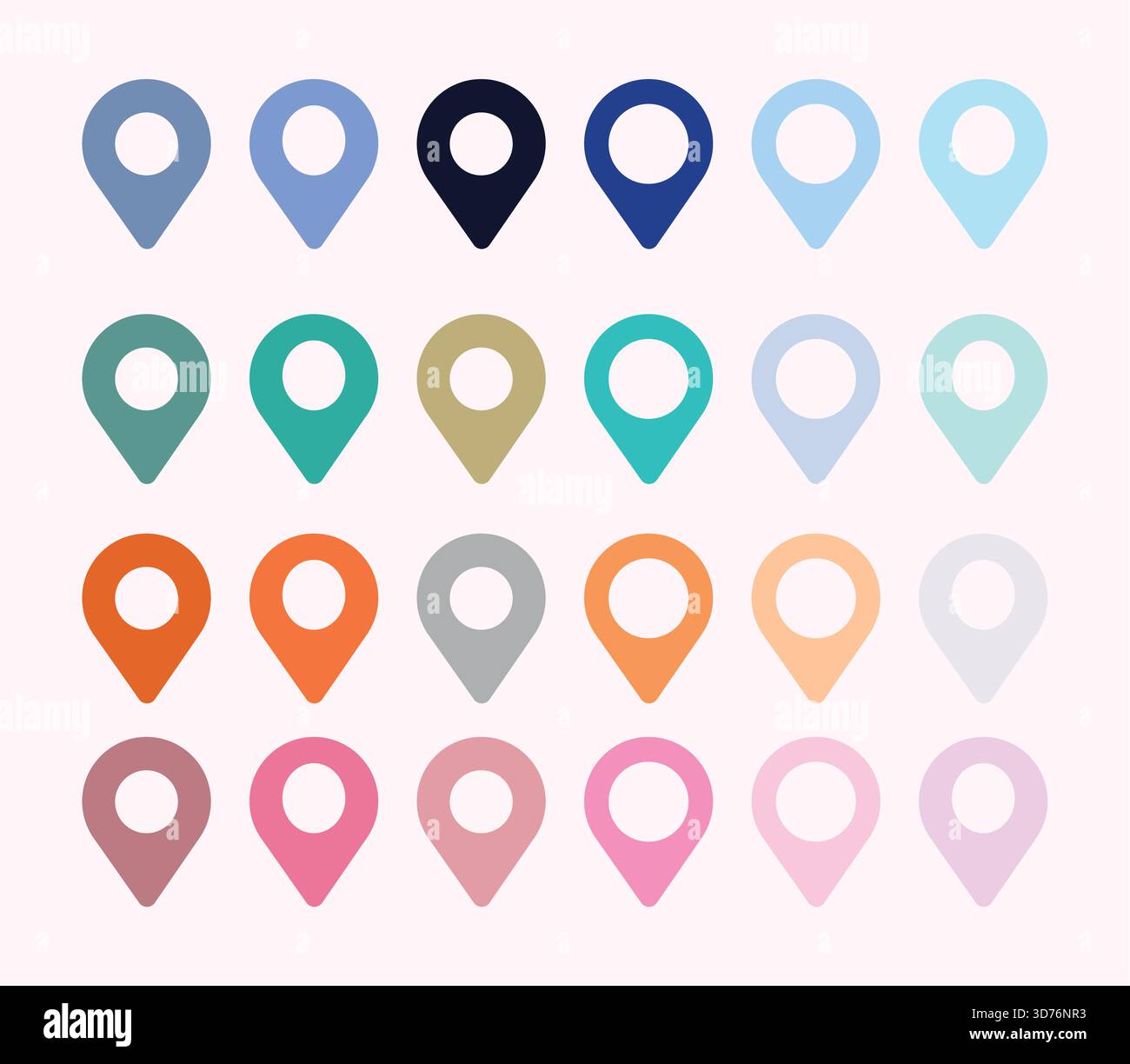 Colorful Location Pin Icon Collection Flat Vector Stock Vector