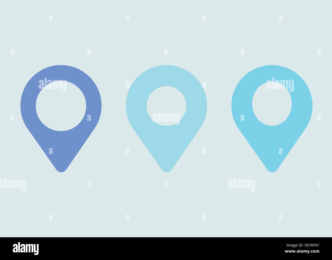 Blue location pin icons navigation map marker symbol set Stock Vector