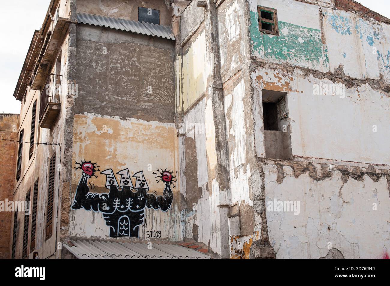 Condemned house with grafitti in Palma Stock Photo