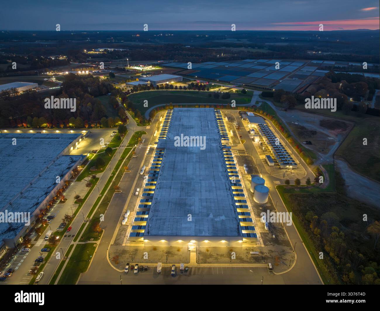 Technology Company Data Center with Solar Array, NC Stock Photo