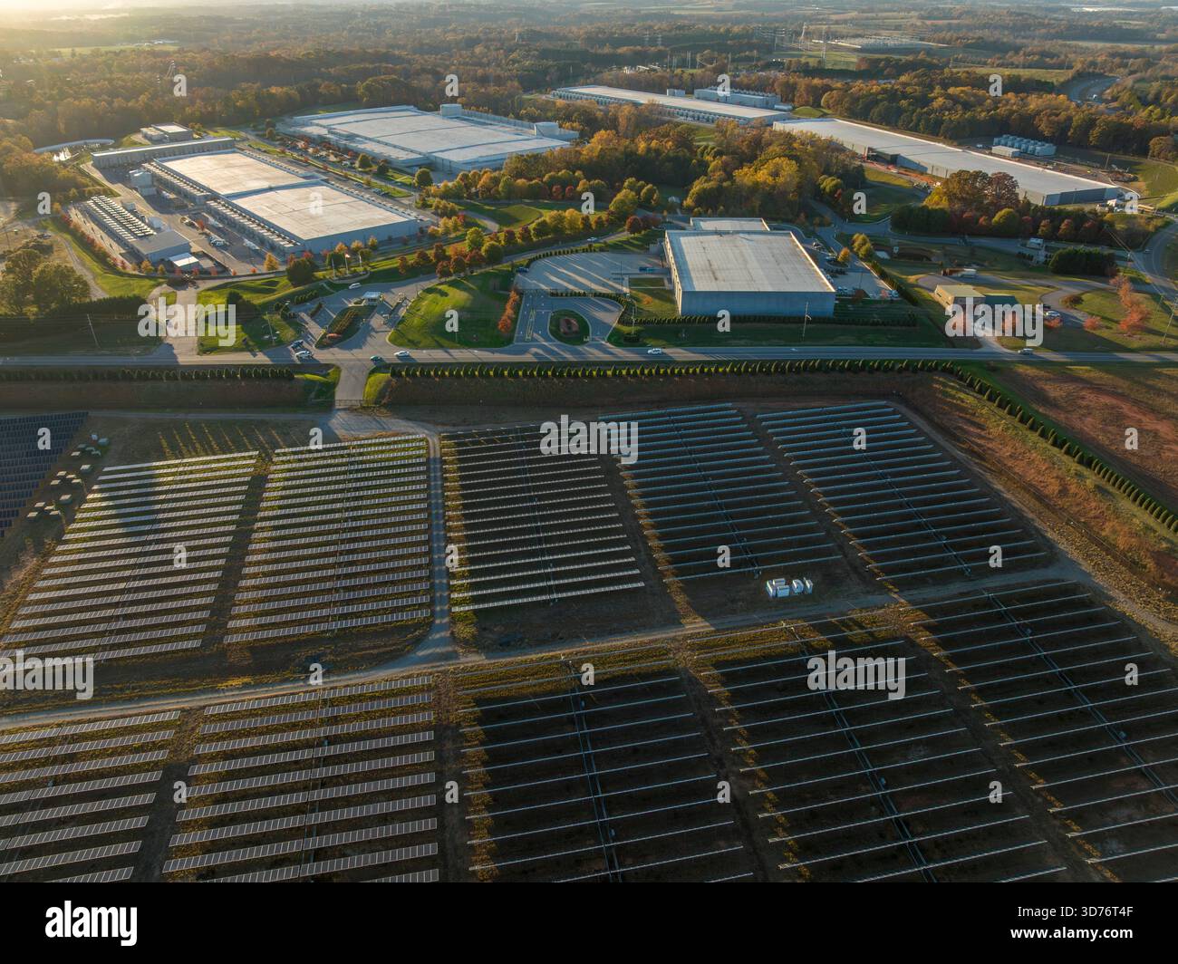 Technology Company Data Center with Solar Array, NC Stock Photo