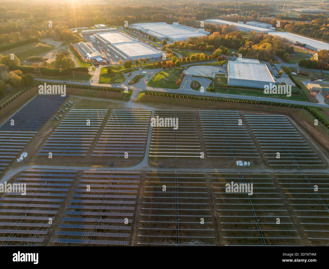 Technology Company Data Center with Solar Array, NC Stock Photo