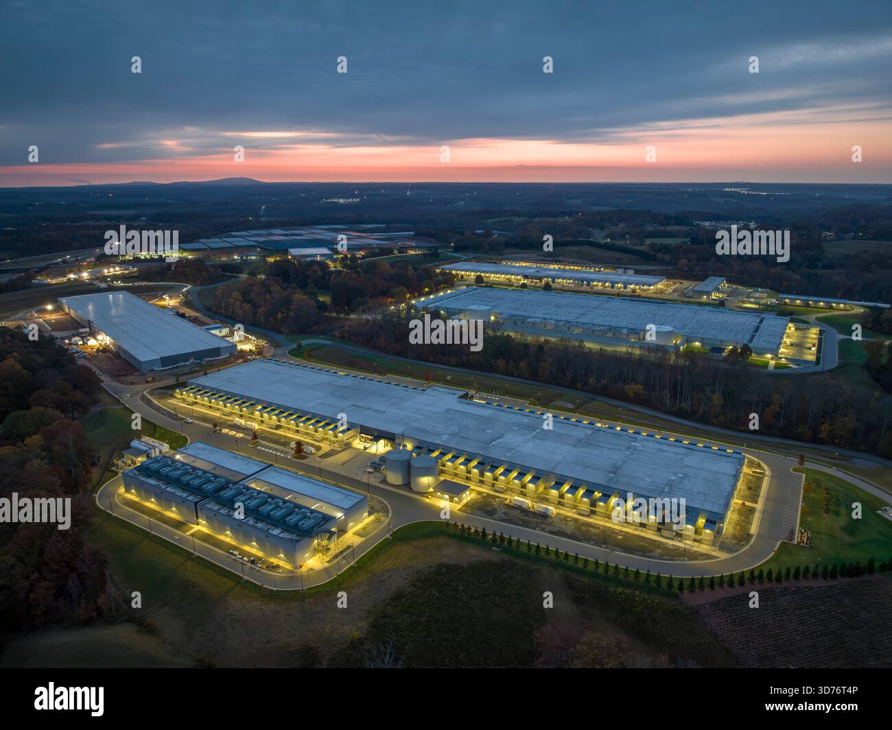 Technology Company Data Center with Solar Array, NC Stock Photo