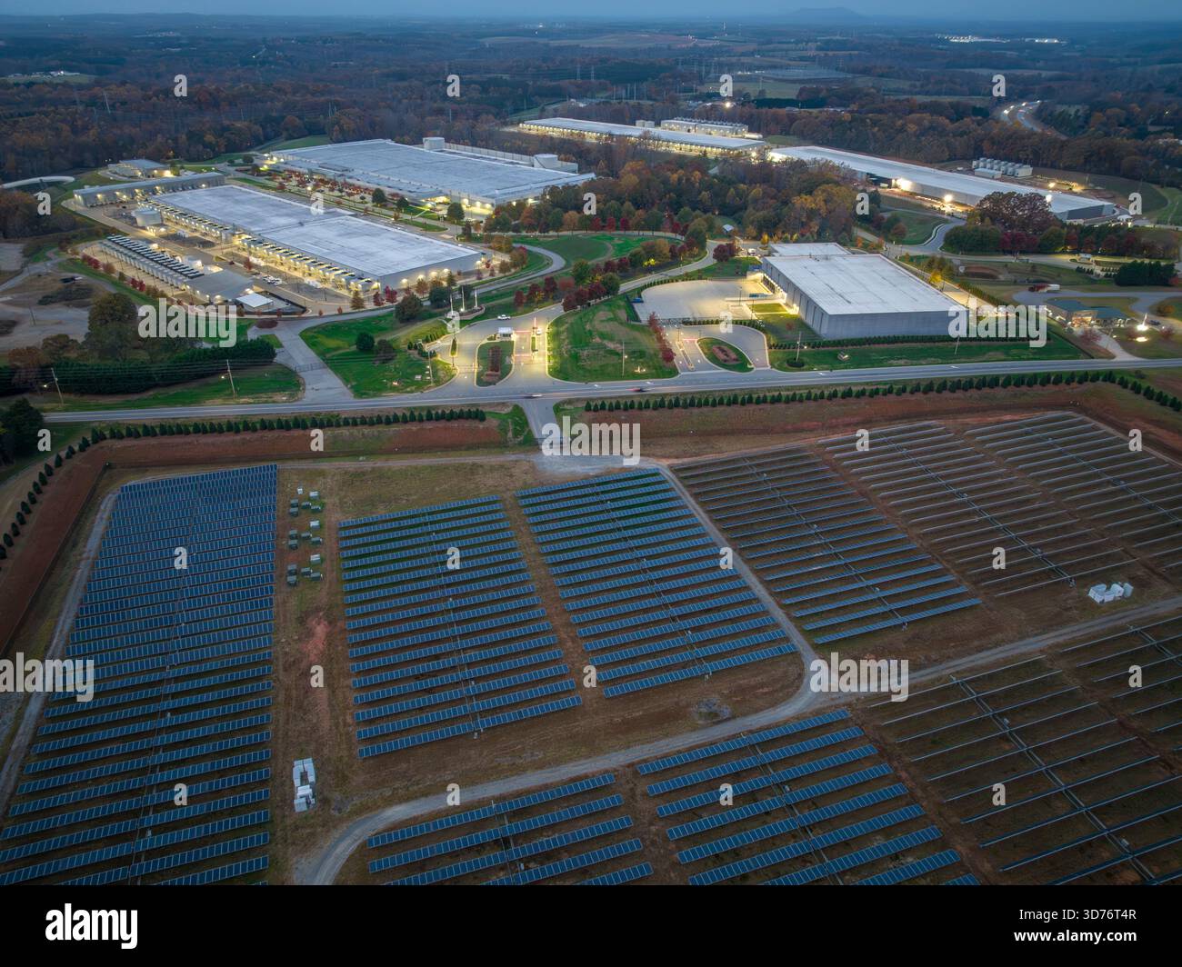 Technology Company Data Center with Solar Array, NC Stock Photo