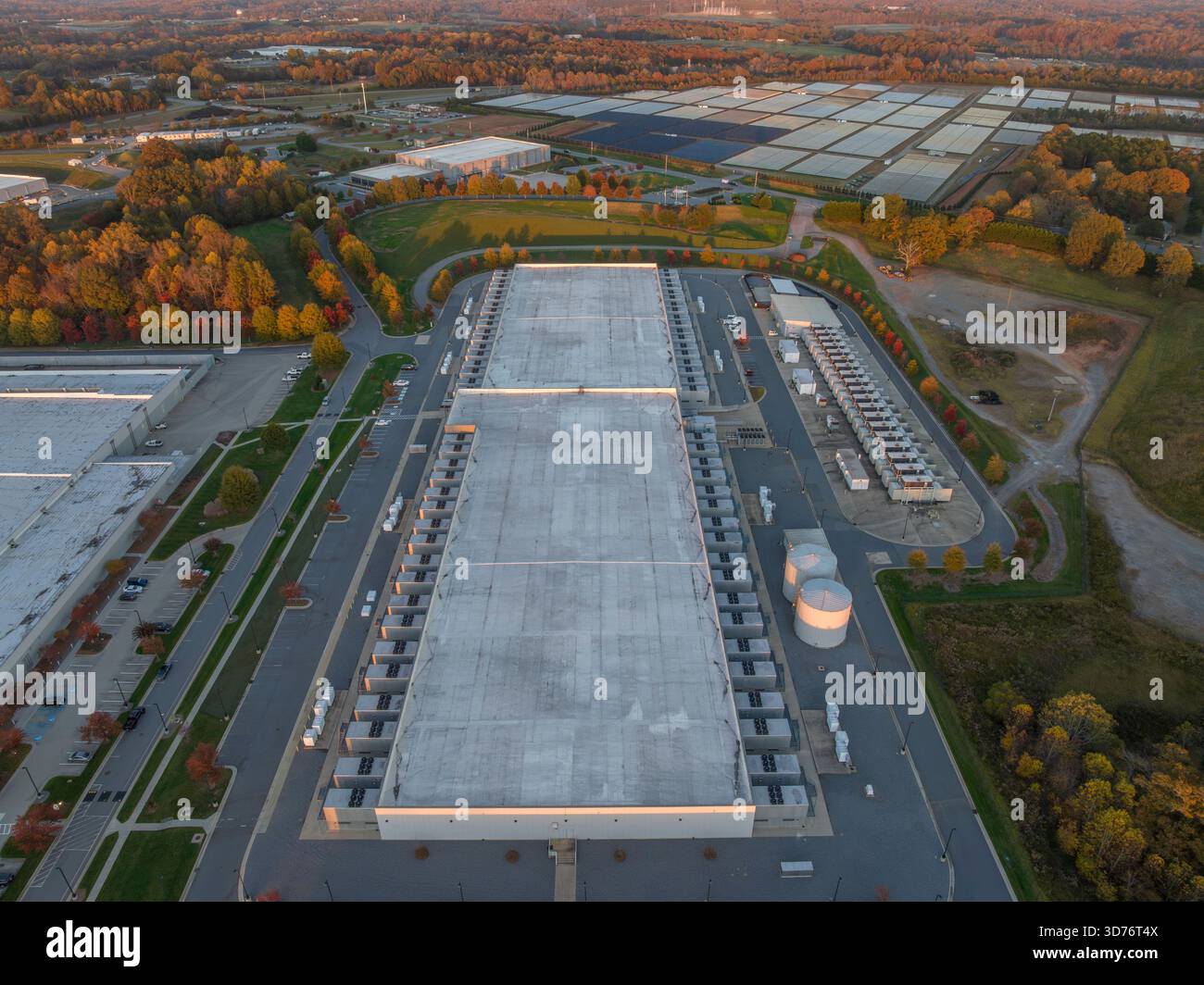 Technology Company Data Center with Solar Array, NC Stock Photo