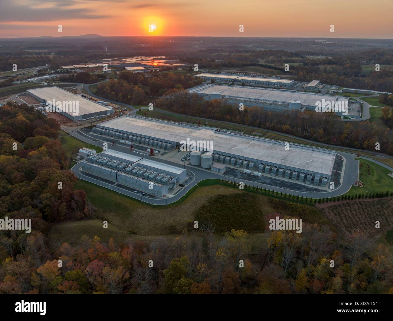 Technology Company Data Center with Solar Array, NC Stock Photo
