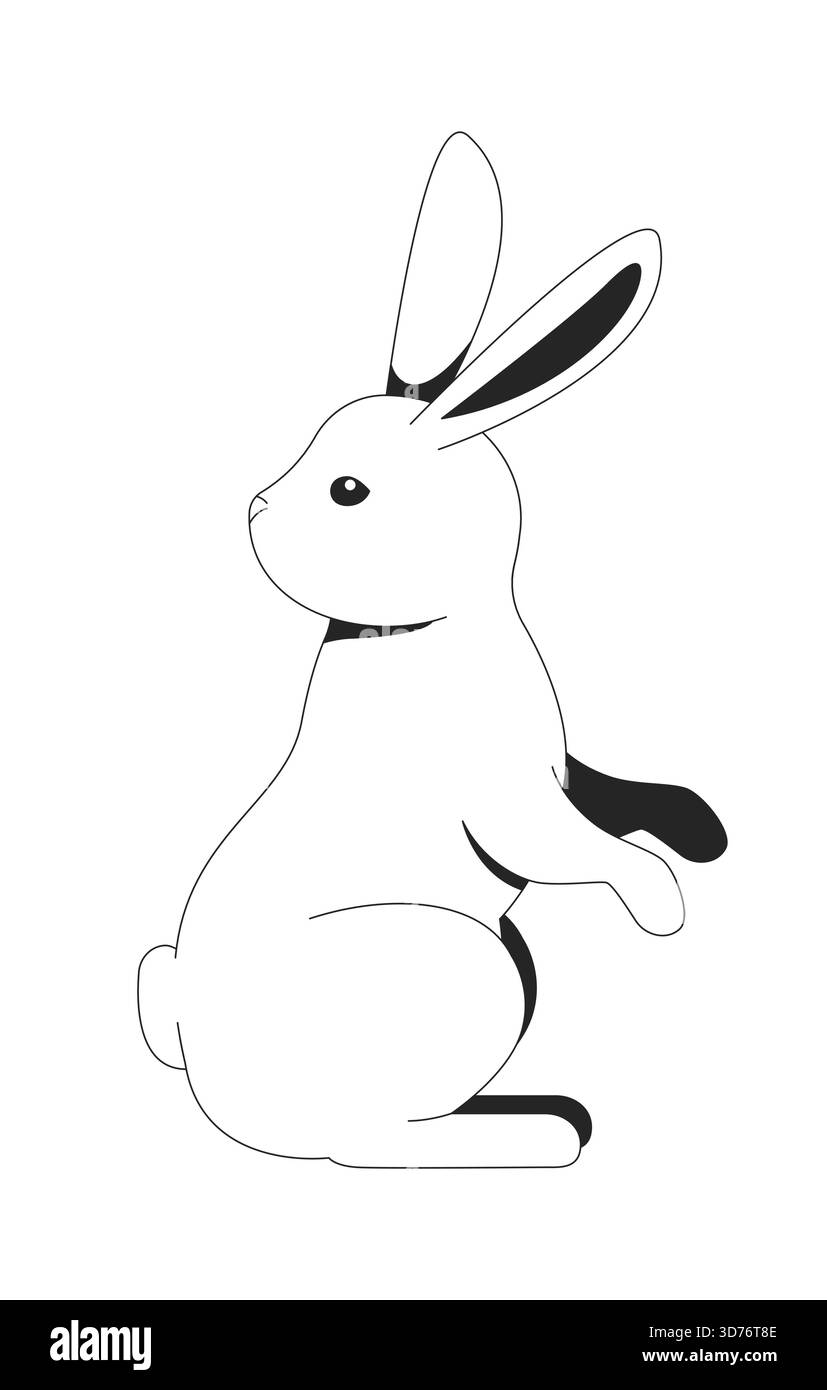 Side view of cute rabbit 2D line character Stock Vector Image & Art - Alamy
