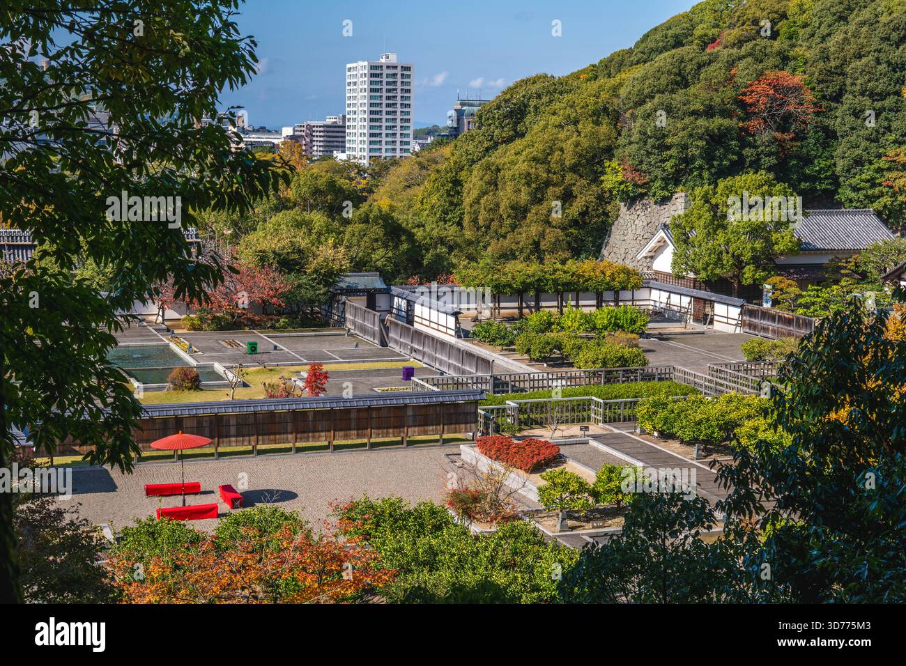 Scenery of Matsuyama Castle Ninomaru Historical Garden in Ehime, Shikoku, Japan Stock Photo
