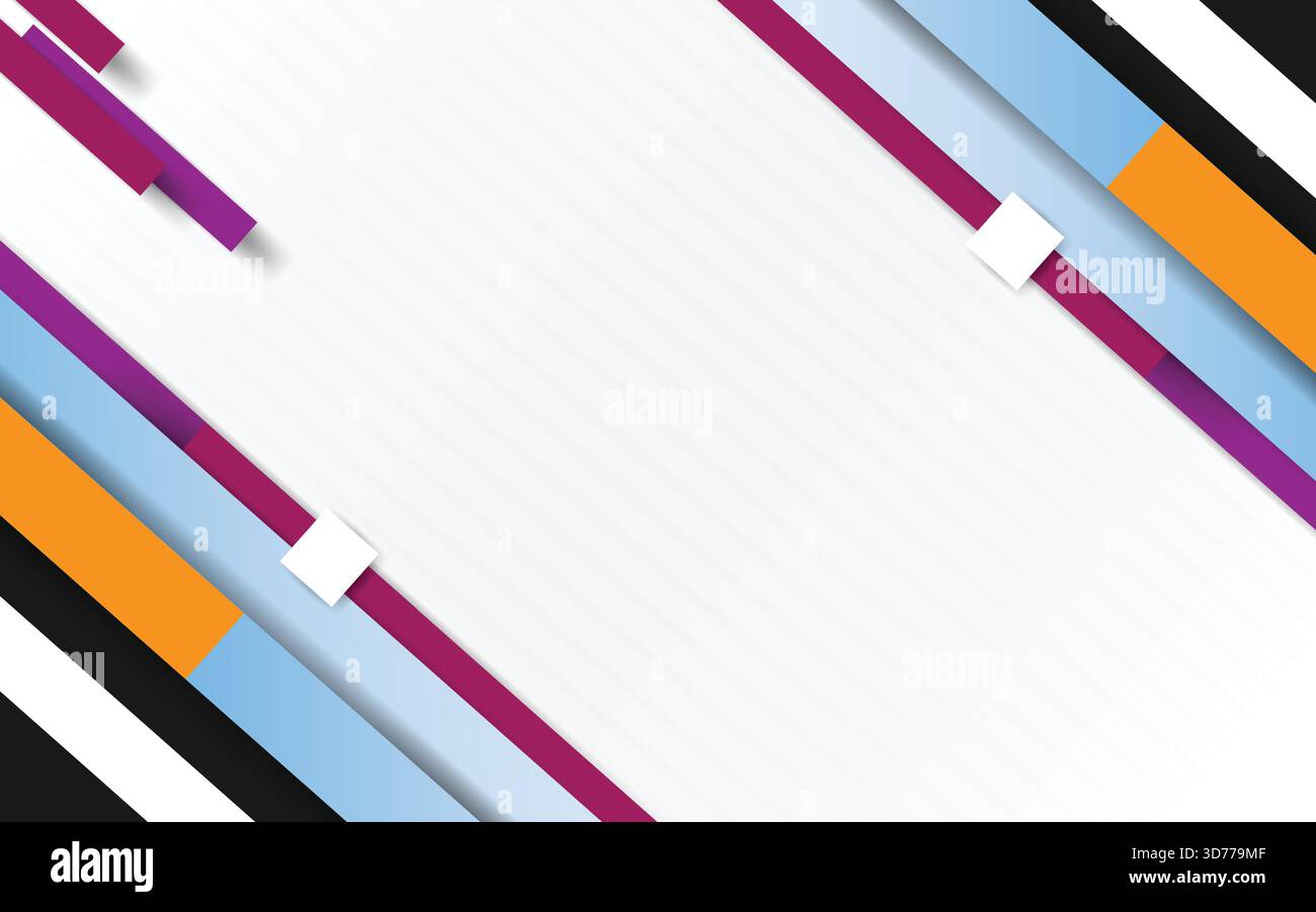 Dynamic Abstract Geometric White Background with Colorful Diagonal Stripes Stock Vector