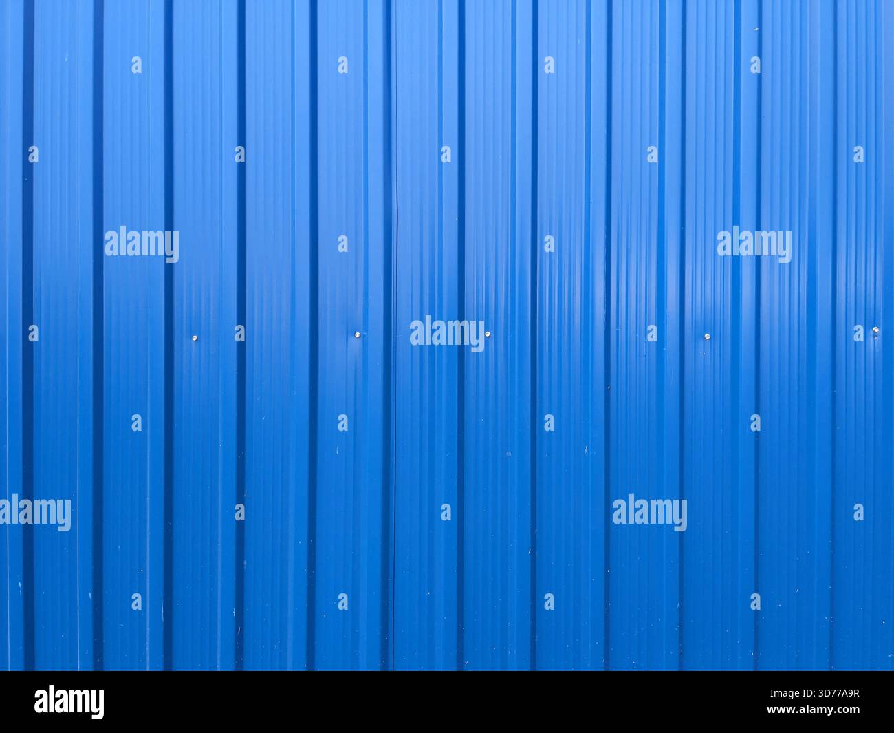 blue metal corrugated wall background Stock Photo