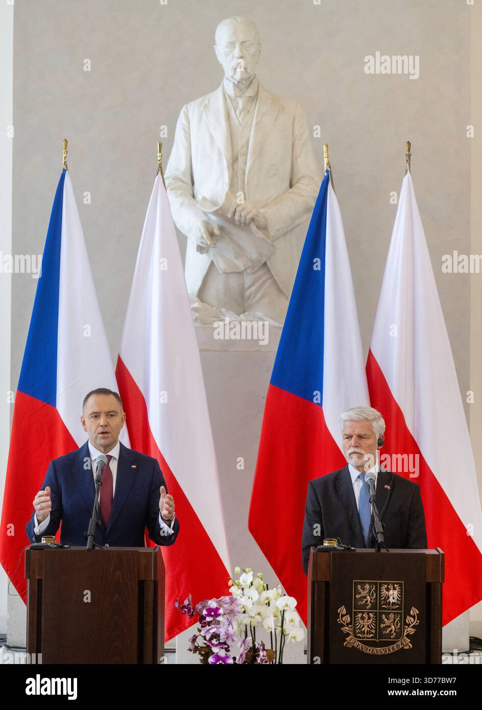 Czech President Petr Pavel, right, and his Polish counterpart Karol ...